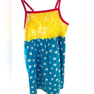 Hanna Andersson Polka Dot Floral Ruffle Tank Top Sun Dress Girls 120 CM / 6 Yr